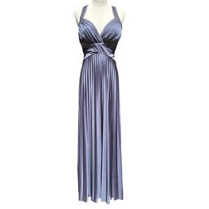 Caché Vtg Y2K Fairy Grunge Rhinestone Babydoll Cross Back Maxi Dress 4 Dark Gray